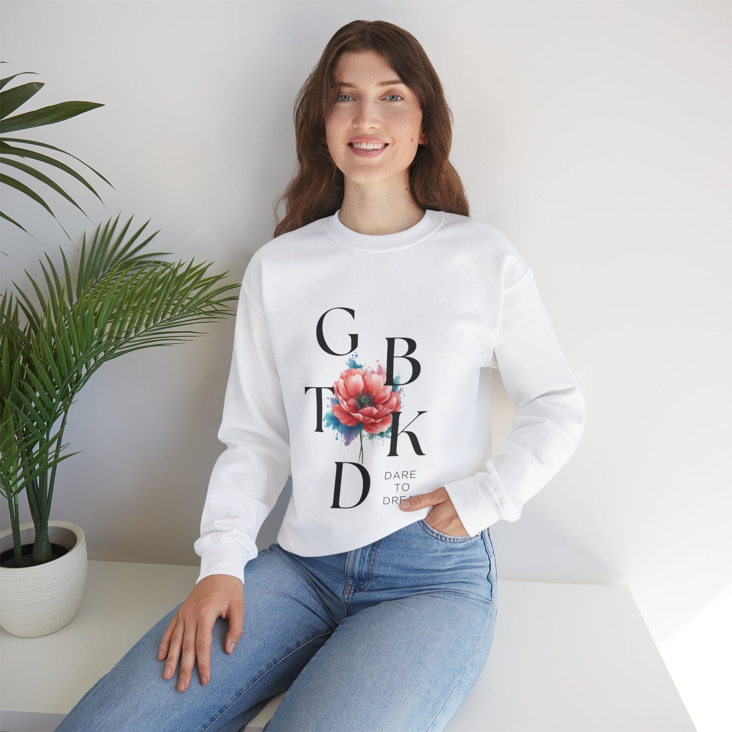 Dare to Dream Floral Sweatshirt | Unisex Heavy Blend Crewneck for Women & Men