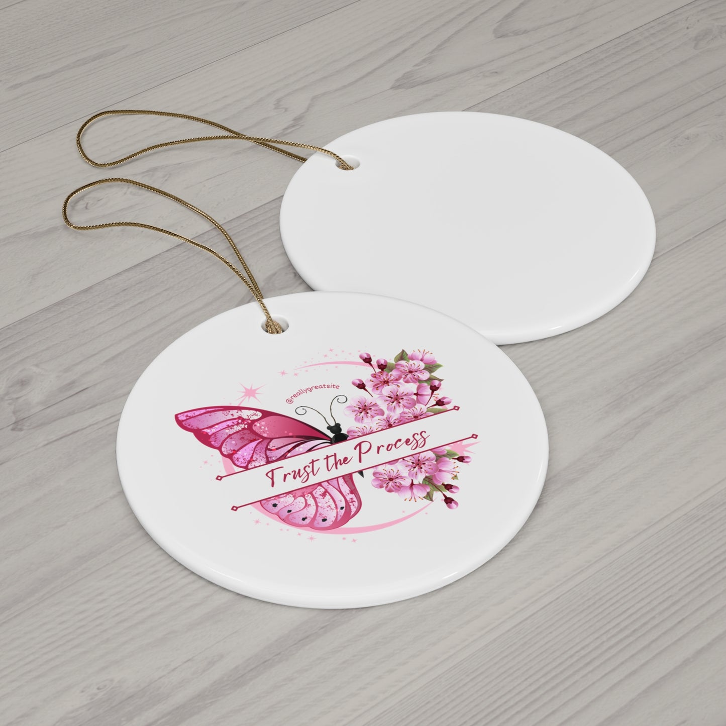 Inspirational Butterfly Ceramic Ornament - "Trust the Process" | Motivational Decor