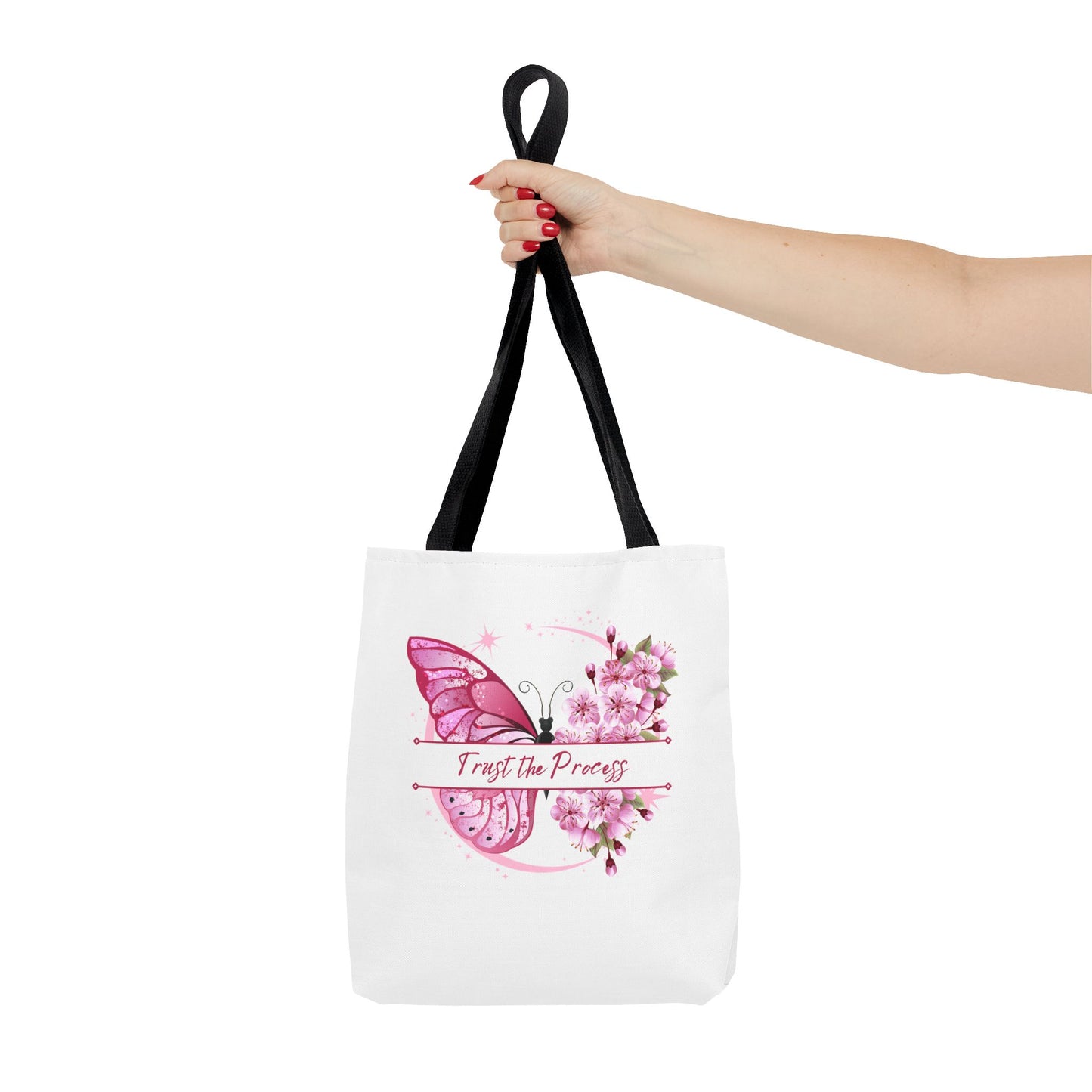 Trust the Process Butterfly Tote Bag | Floral Design for Inspirational Gift