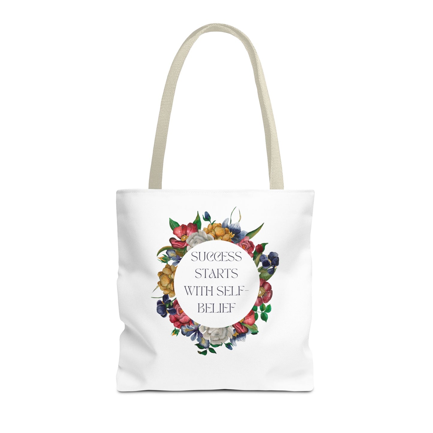 El éxito comienza con la confianza en uno mismo Bolsa de mano con diseño floral