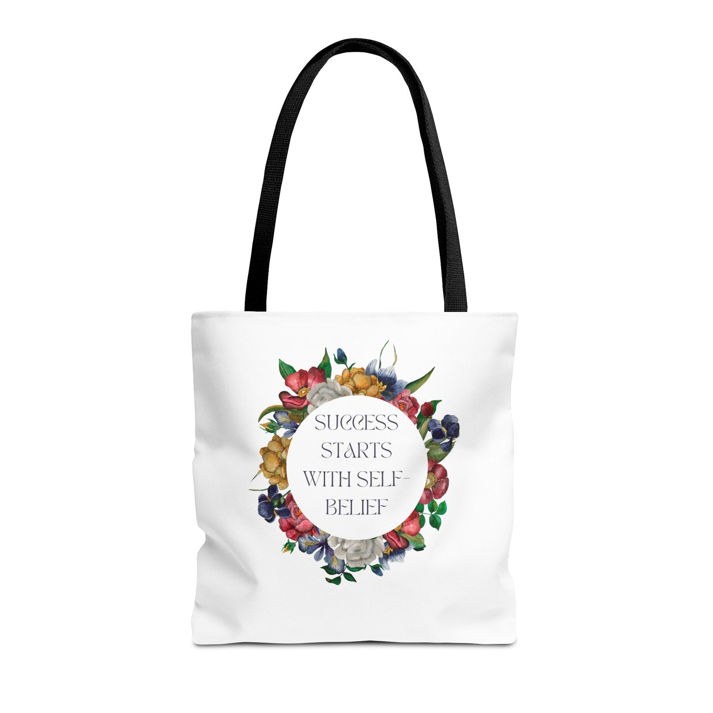 El éxito comienza con la confianza en uno mismo Bolsa de mano con diseño floral
