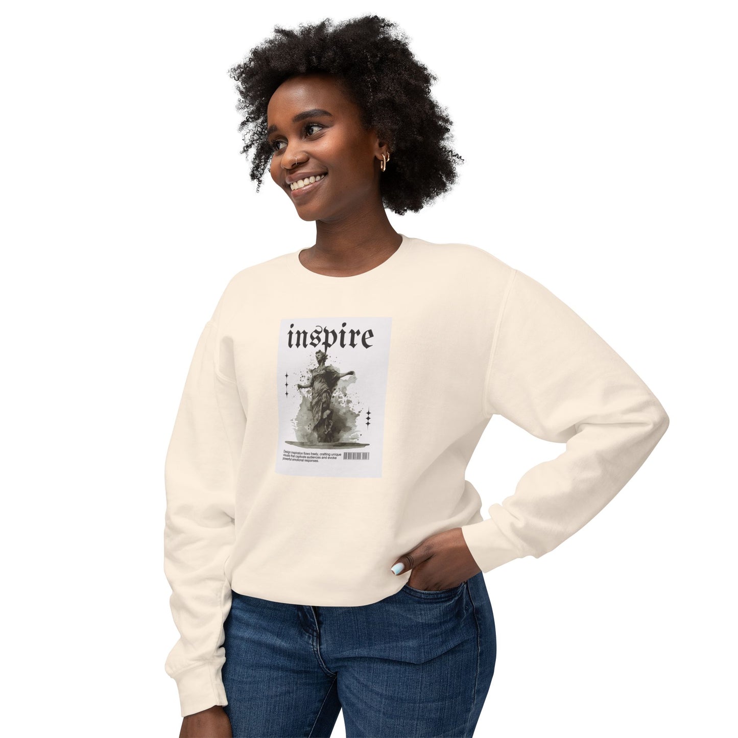 Inspire Unisex Lightweight Crewneck Sweatshirt | Motivational Art for Everyday Wear