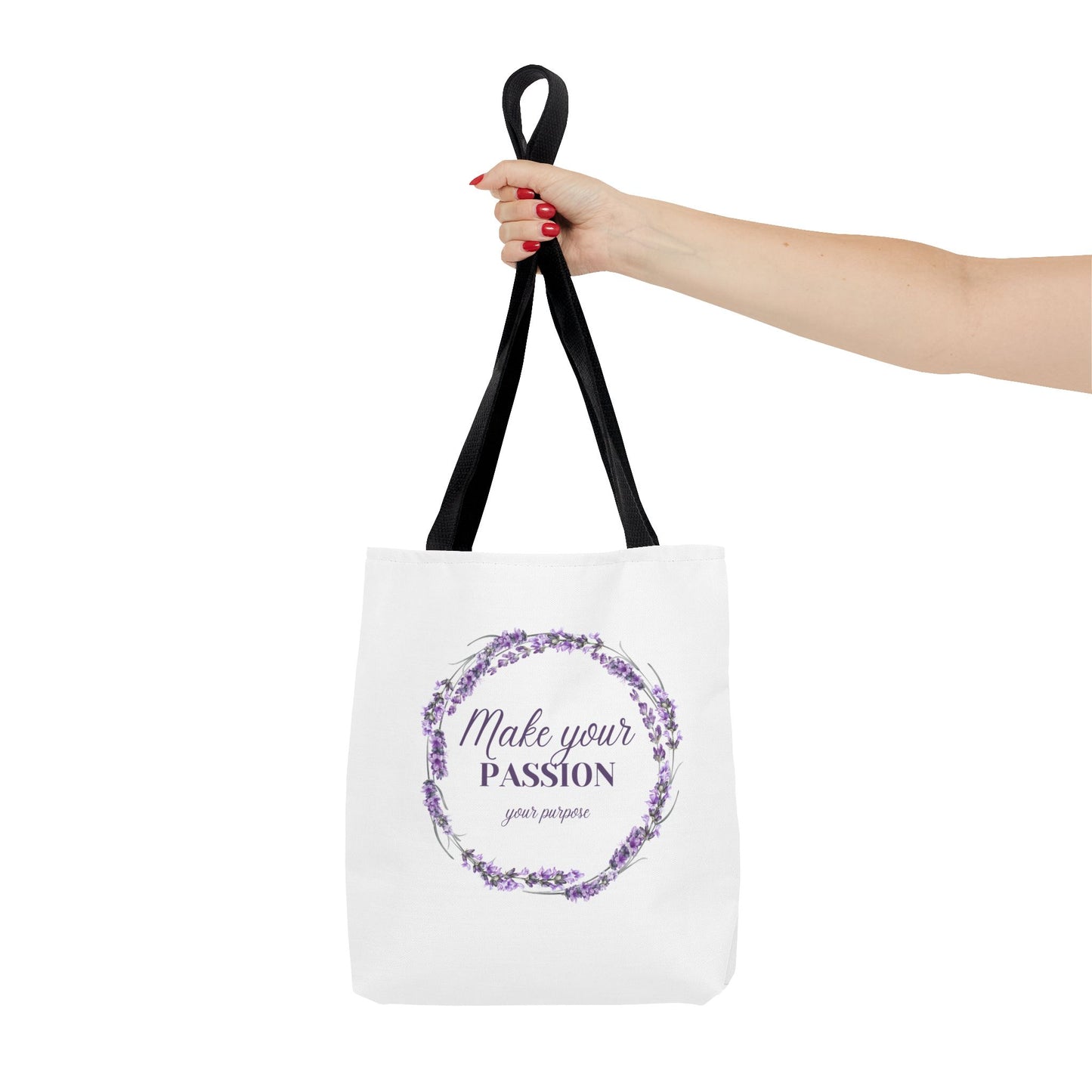 Sac fourre-tout floral motivant - « Faites de votre passion votre objectif »