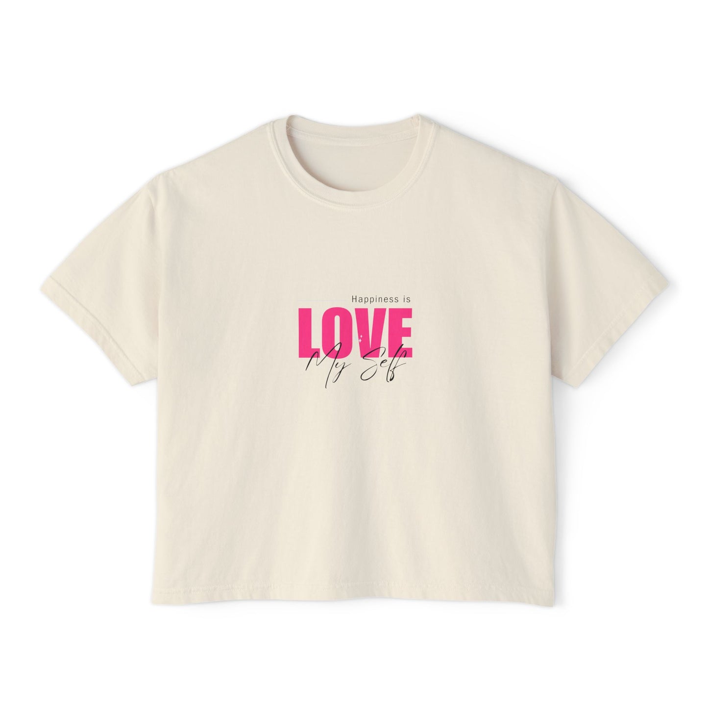 Women's Boxy Tee - Happiness is LOVE Graphic T-Shirt | Comfortable Fit
