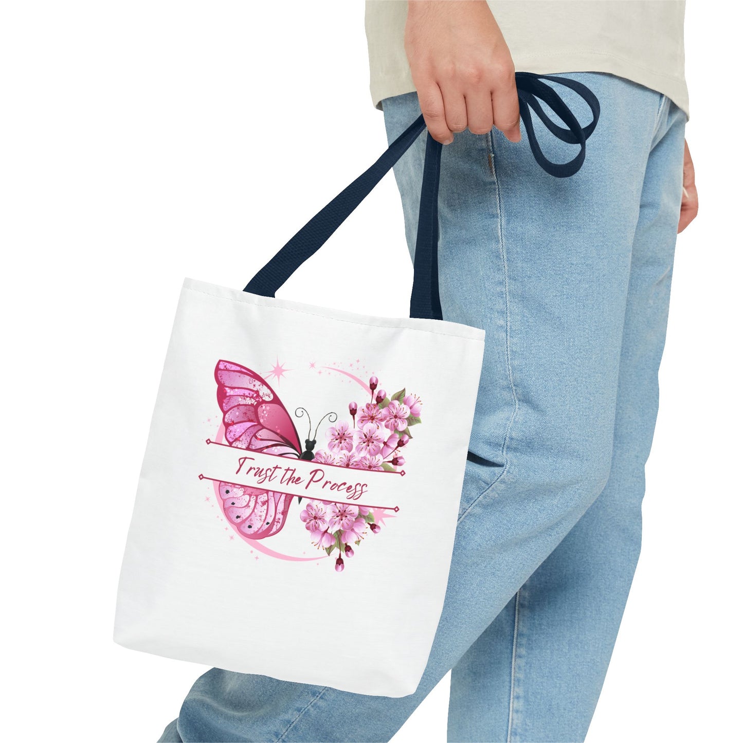 Trust the Process Butterfly Tote Bag | Floral Design for Inspirational Gift
