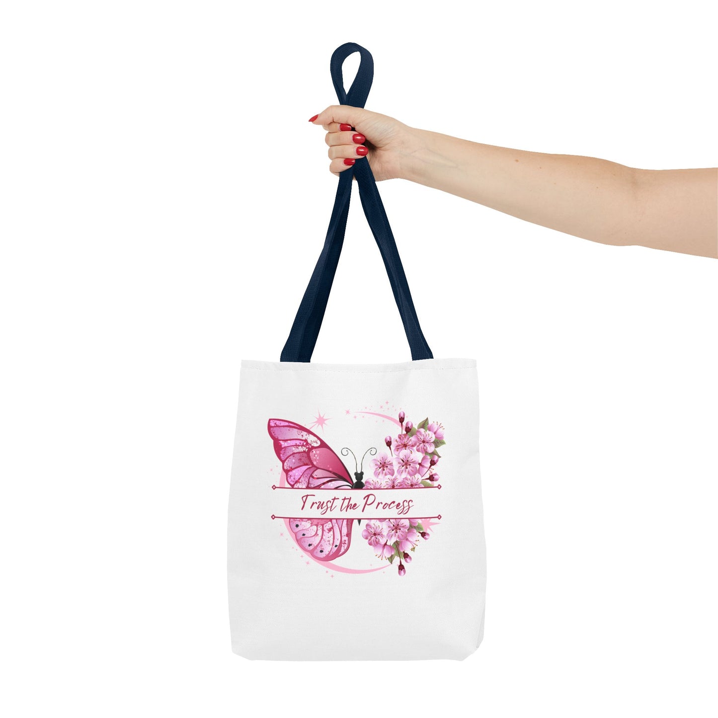 Trust the Process Butterfly Tote Bag | Floral Design for Inspirational Gift