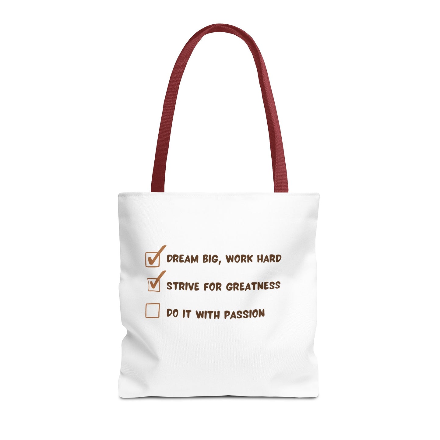 Motivational Tote Bag - Dream Big, Work Hard, Passion | Inspirational Canvas Carryall