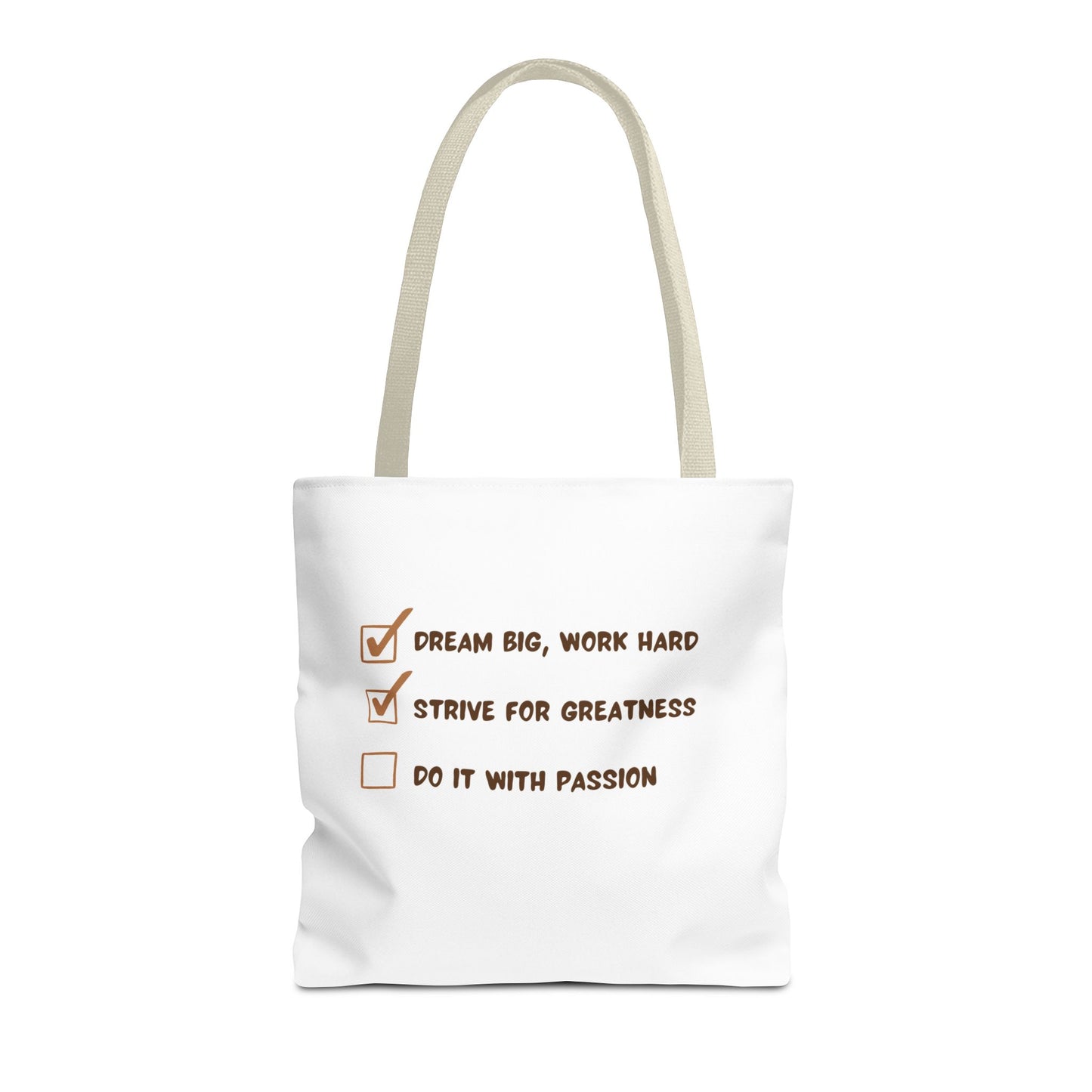Motivational Tote Bag - Dream Big, Work Hard, Passion | Inspirational Canvas Carryall