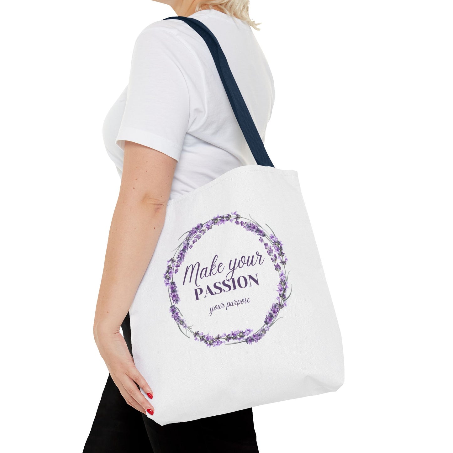 Sac fourre-tout floral motivant - « Faites de votre passion votre objectif »