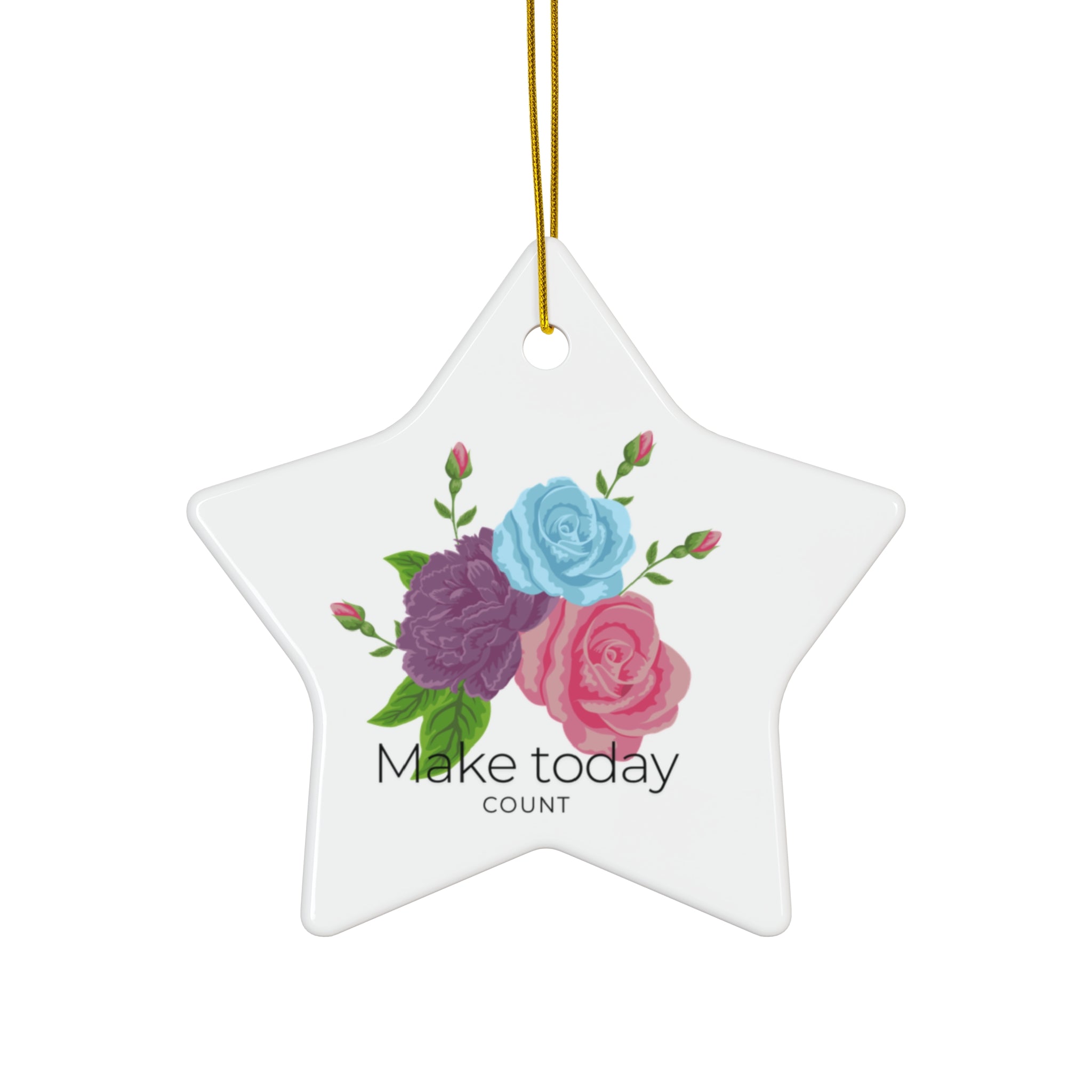 Floral Motivational Ceramic Ornaments -