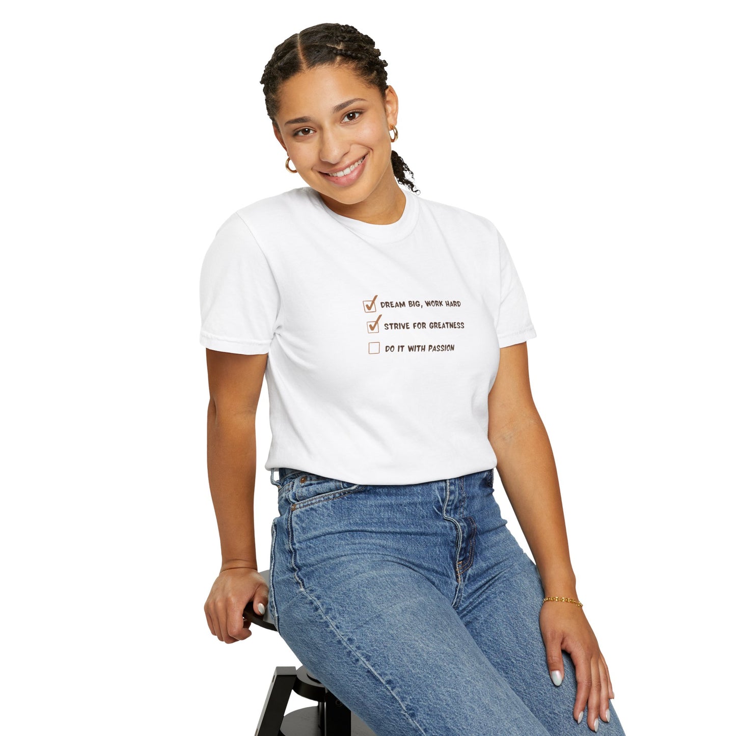 Motivational Unisex Garment-Dyed Tee | Dream Big, Work Hard Inspirational T-Shirt