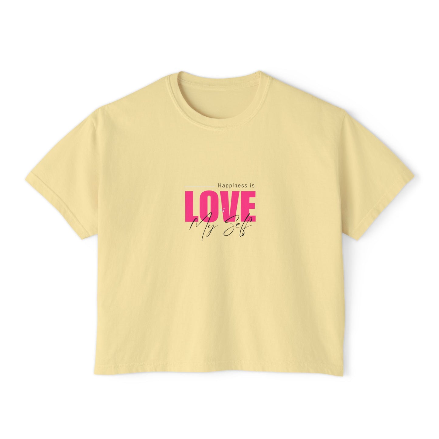 Women's Boxy Tee - Happiness is LOVE Graphic T-Shirt | Comfortable Fit