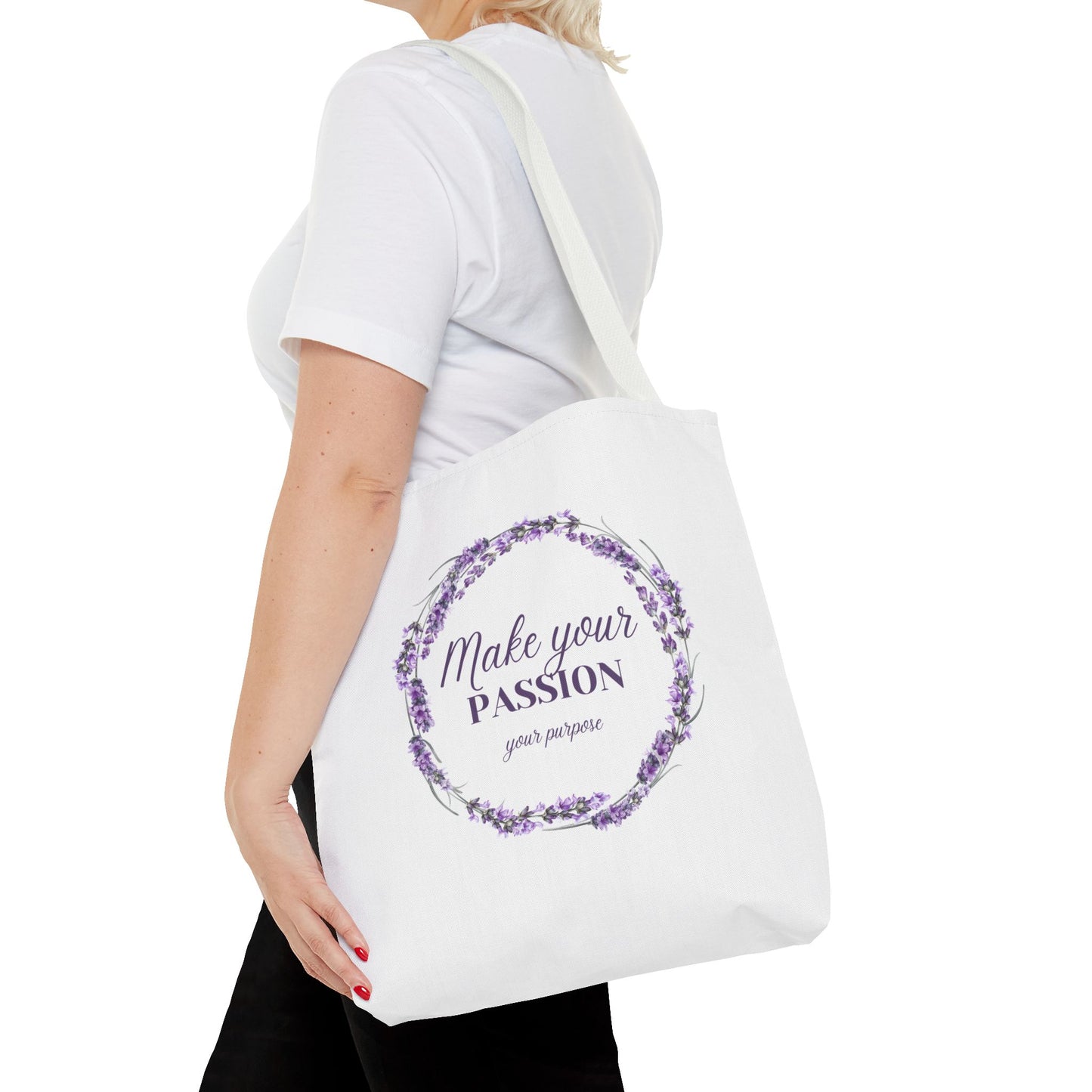 Sac fourre-tout floral motivant - « Faites de votre passion votre objectif »