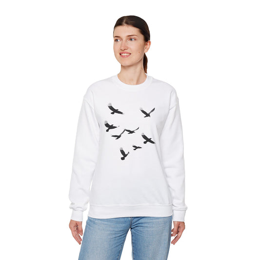 Sudadera unisex con cuello redondo y mezcla pesada Bird Silhouette: cómoda y elegante