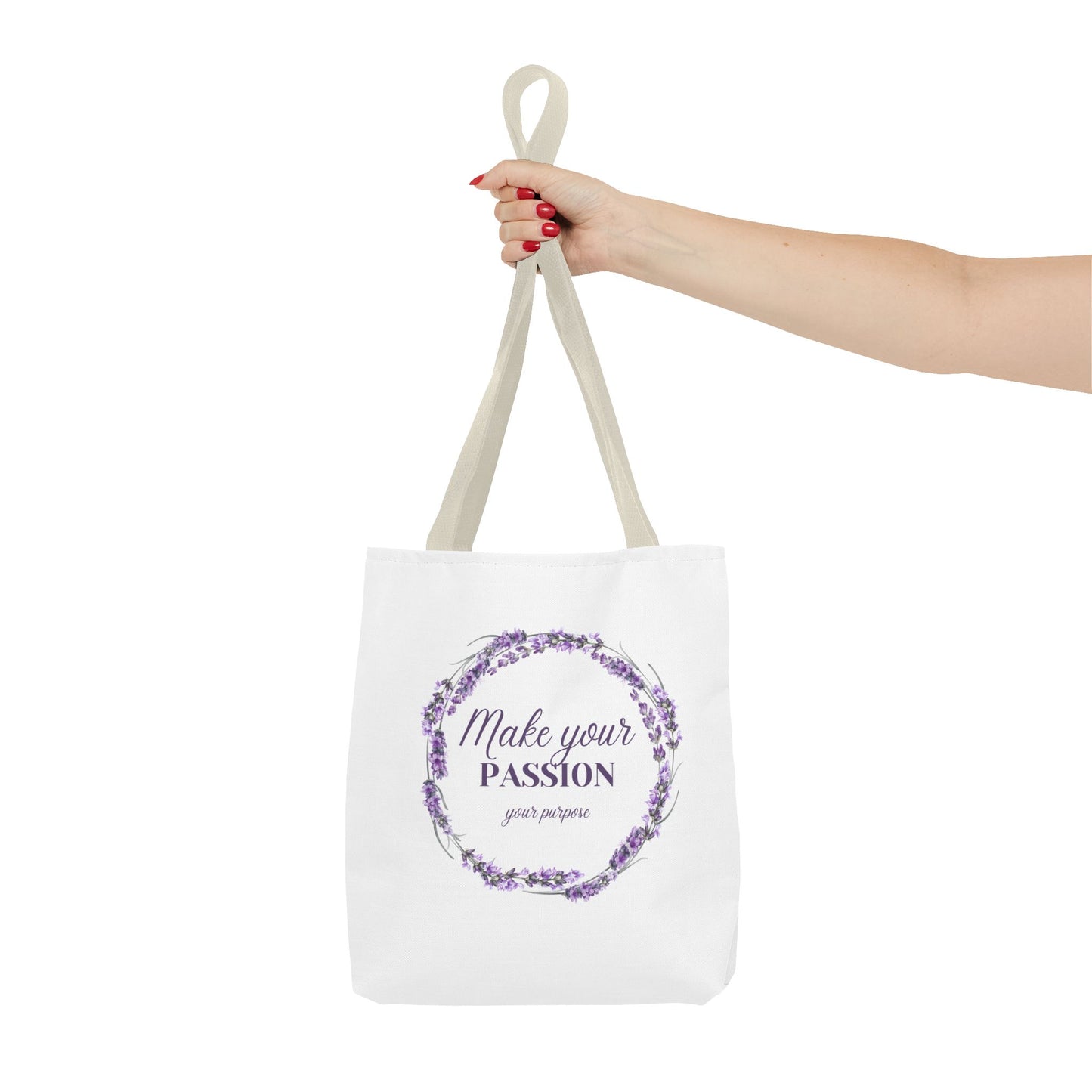 Sac fourre-tout floral motivant - « Faites de votre passion votre objectif »