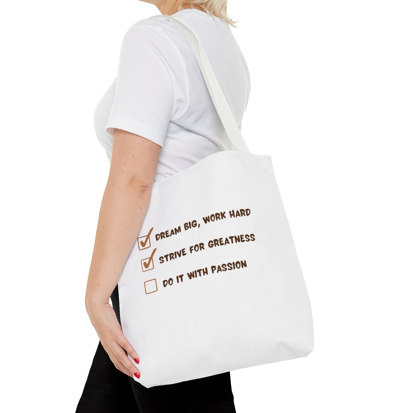 Motivational Tote Bag - Dream Big, Work Hard, Passion | Inspirational Canvas Carryall