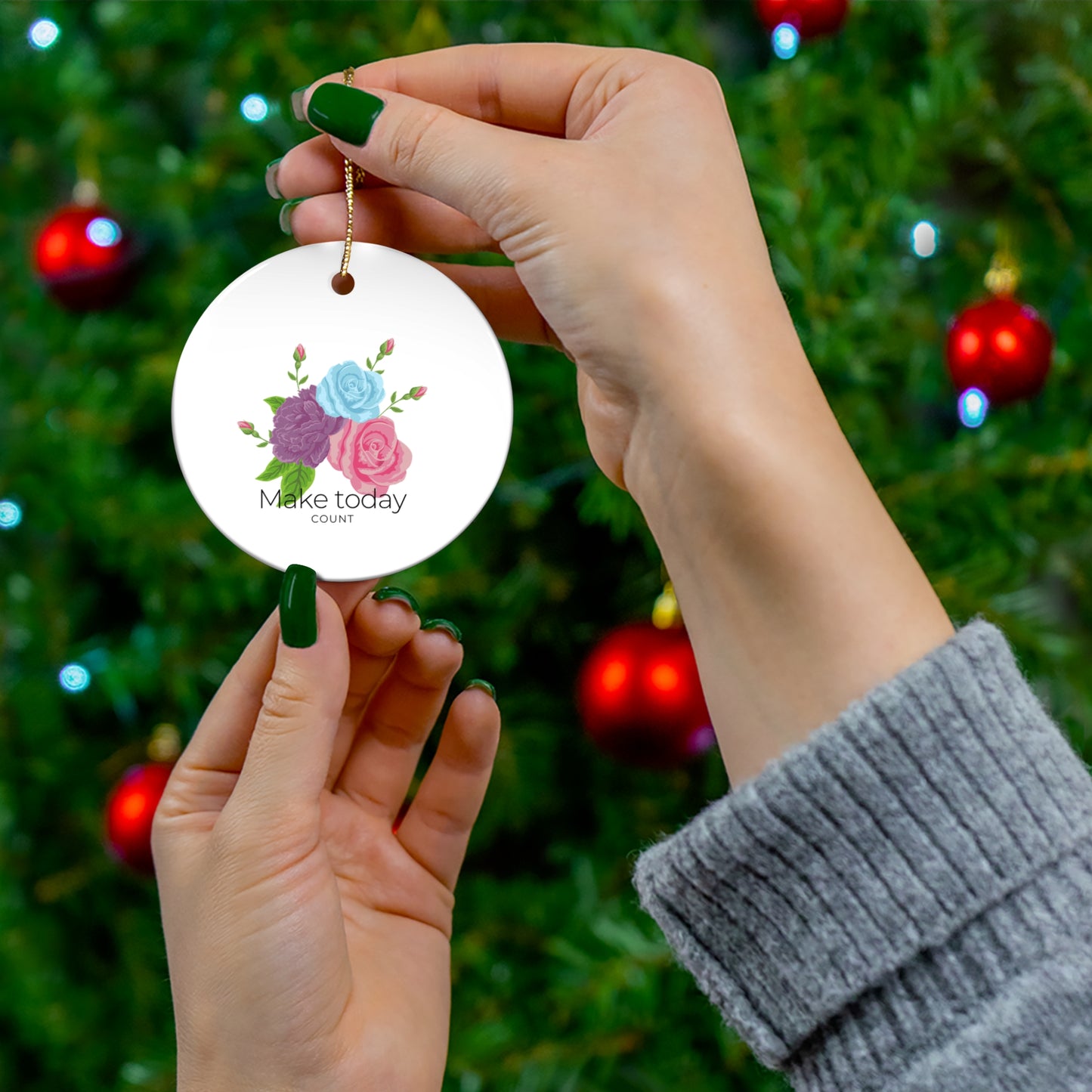 Floral Motivational Ceramic Ornaments - "Make Today Count" (4 Shapes) | Inspirational Home Decor