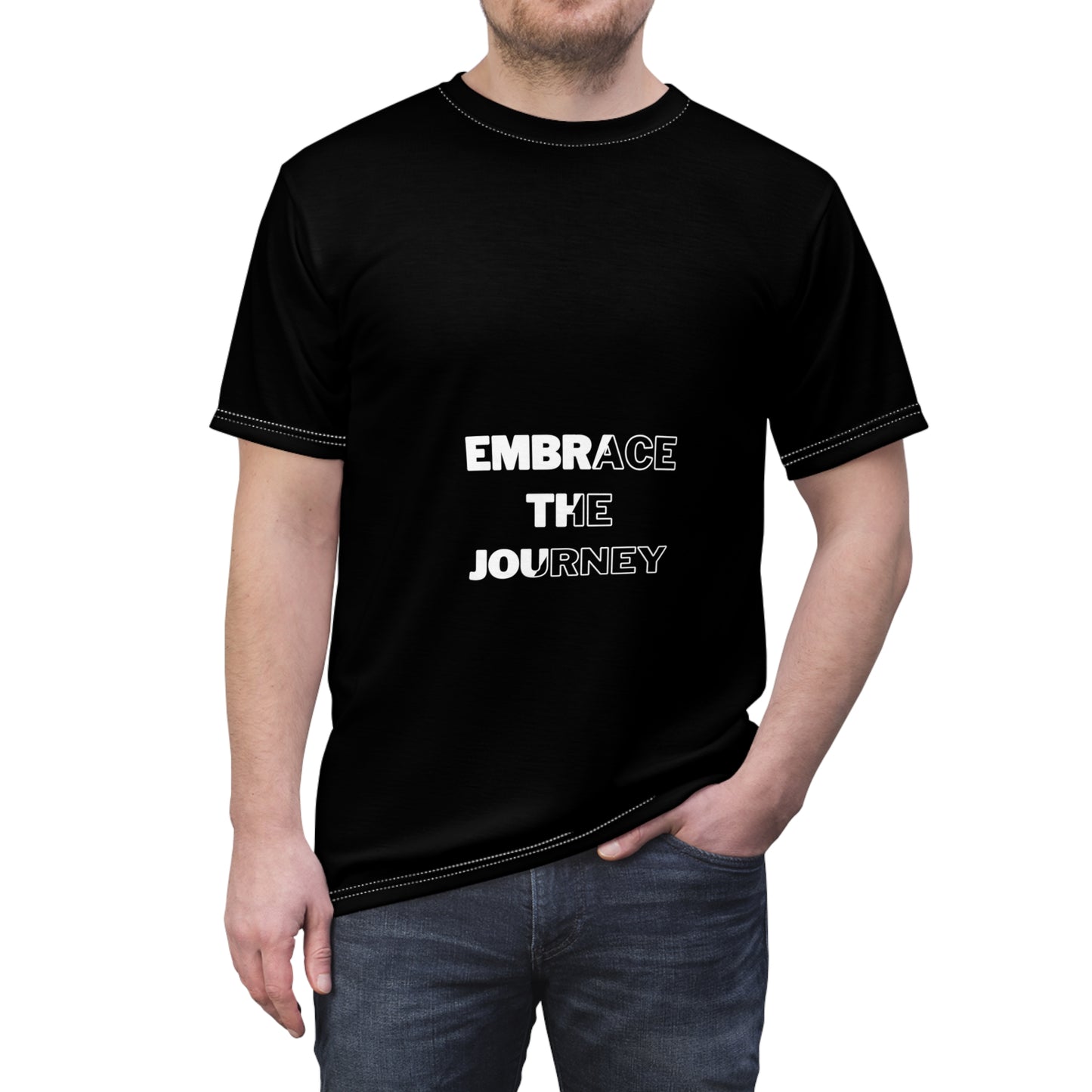 T-shirt unisexe coupé et cousu Embrace the Journey - T-shirt graphique motivant