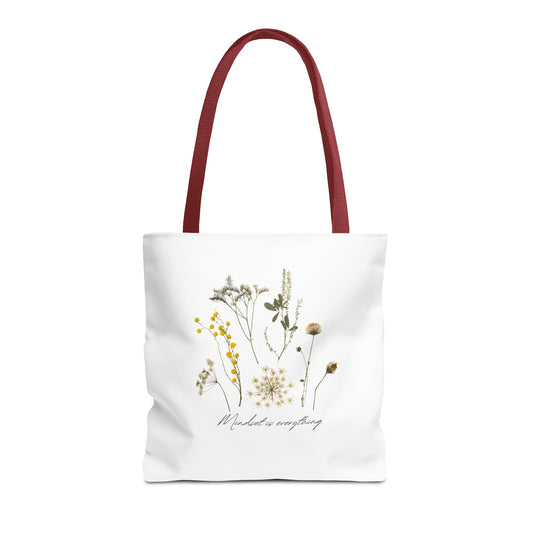 Motivational Floral Tote Bag – Inspirational Art Tote with Mindfulness Design for a Relaxing, Positive Vibe