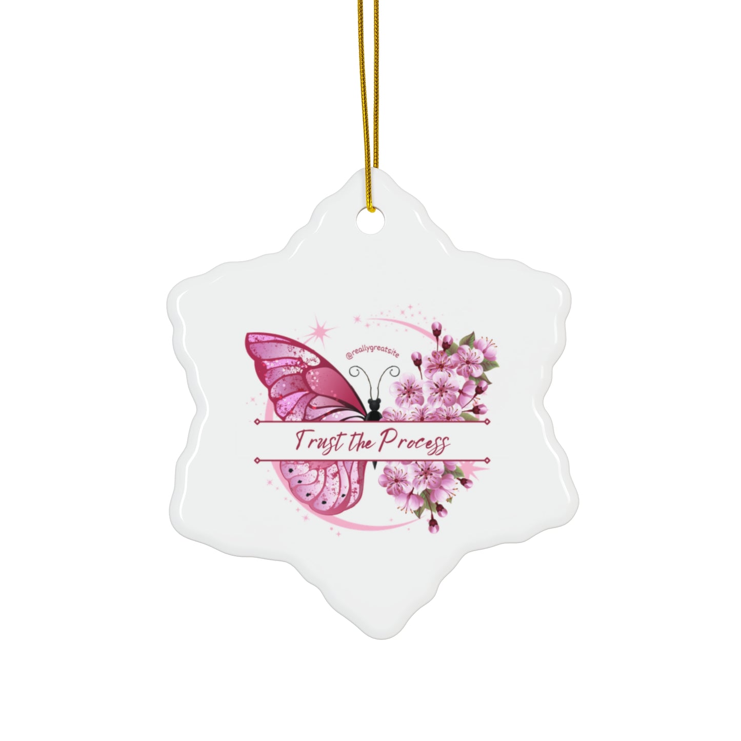 Inspirational Butterfly Ceramic Ornament - "Trust the Process" | Motivational Decor