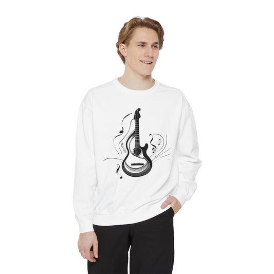Sudadera unisex teñida con temática de guitarra: ropa acogedora para amantes de la música