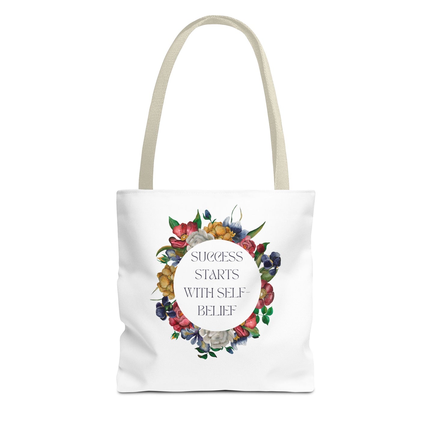 El éxito comienza con la confianza en uno mismo Bolsa de mano con diseño floral