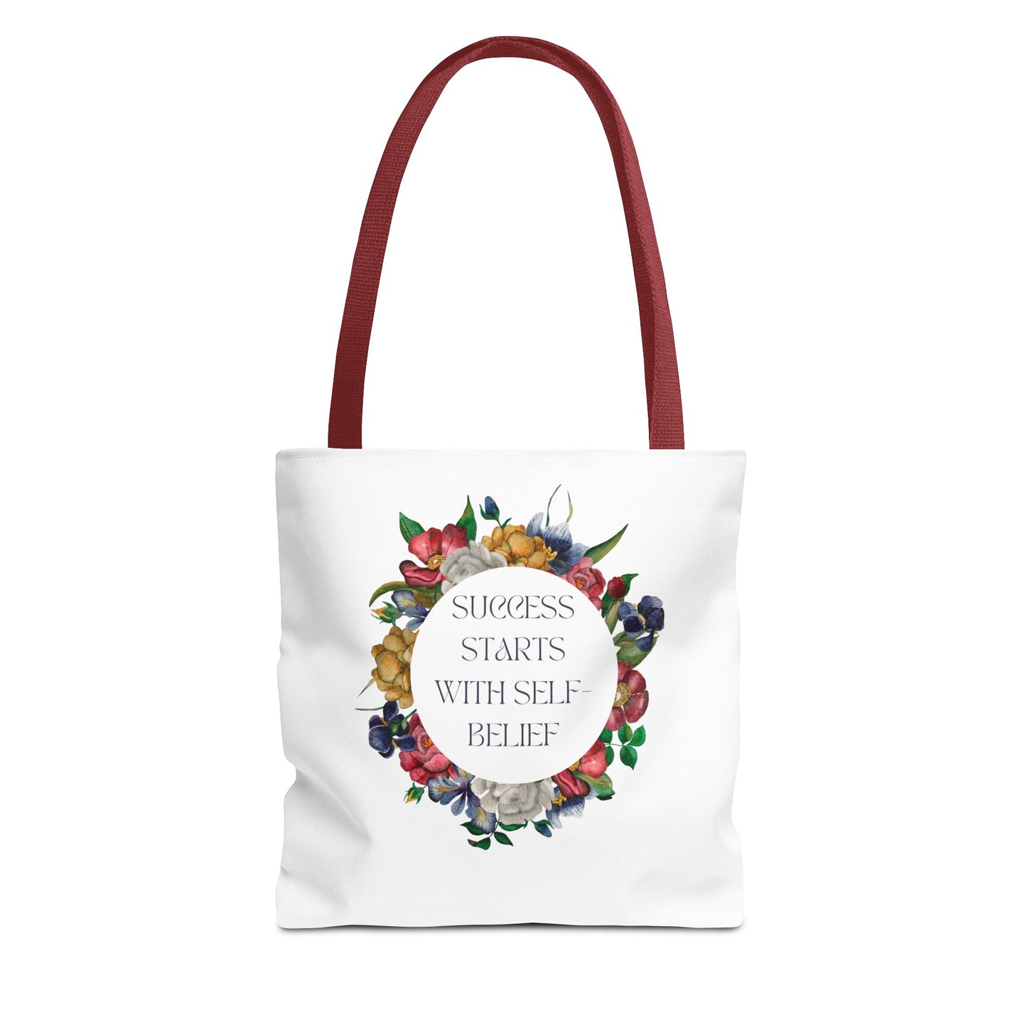 El éxito comienza con la confianza en uno mismo Bolsa de mano con diseño floral