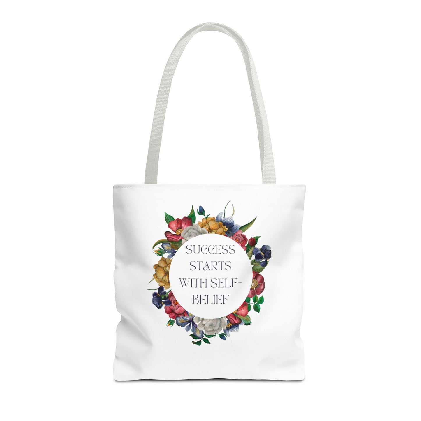 El éxito comienza con la confianza en uno mismo Bolsa de mano con diseño floral