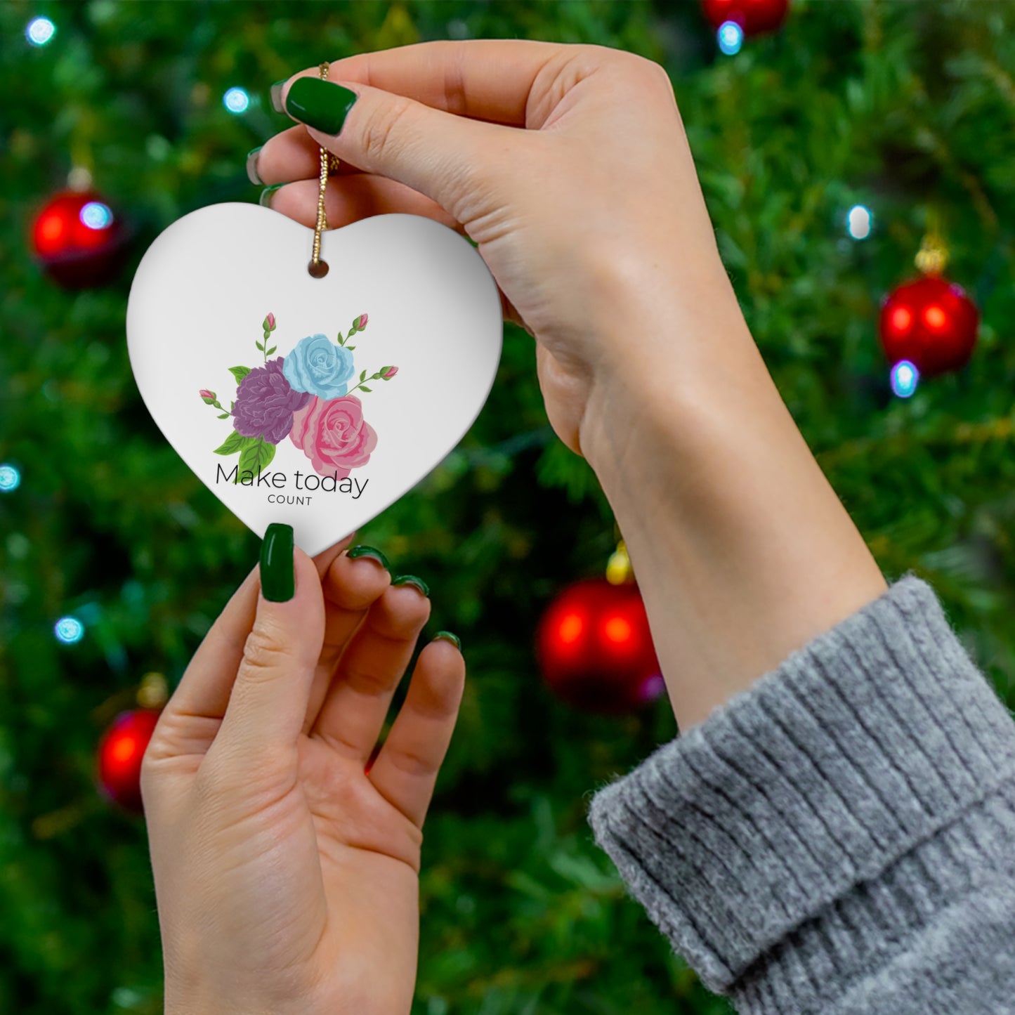 Floral Motivational Ceramic Ornaments - "Make Today Count" (4 Shapes) | Inspirational Home Decor