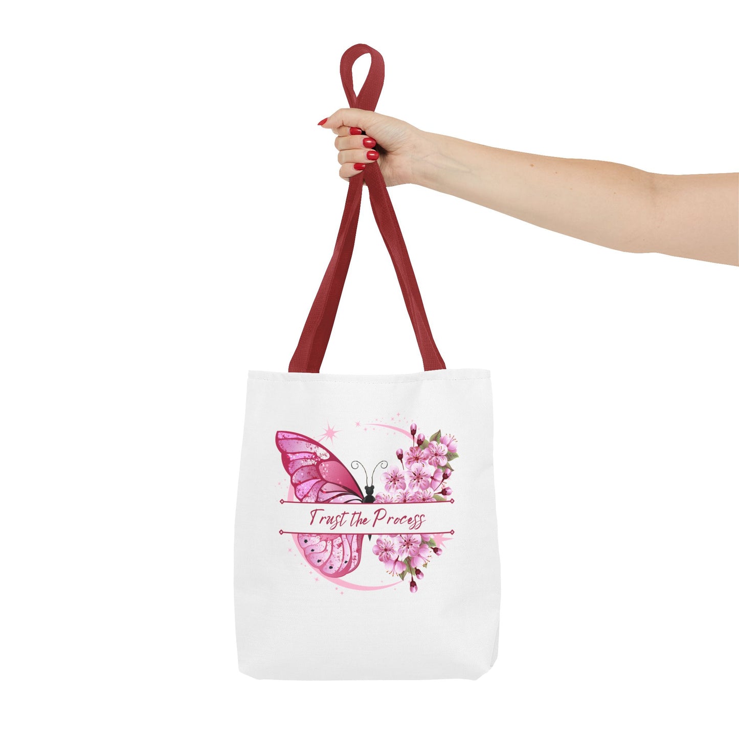 Trust the Process Butterfly Tote Bag | Floral Design for Inspirational Gift