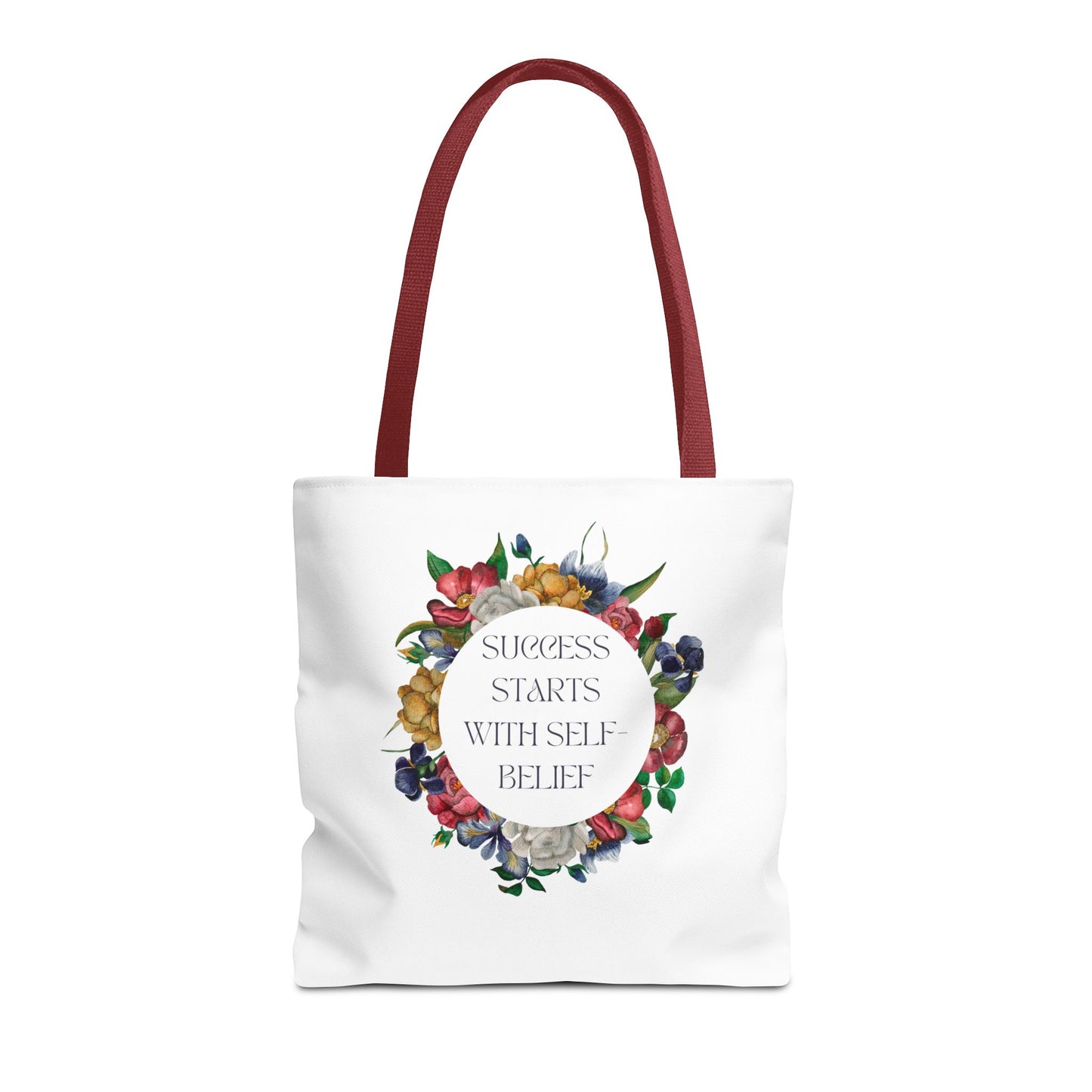El éxito comienza con la confianza en uno mismo Bolsa de mano con diseño floral