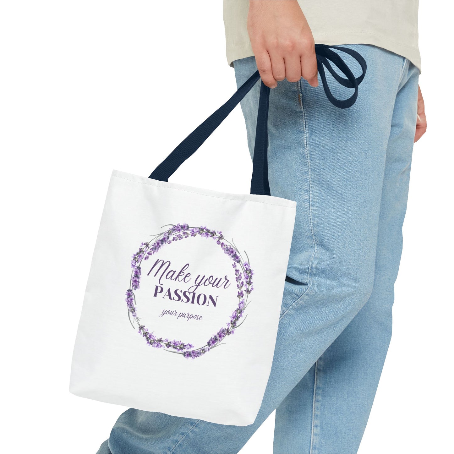 Sac fourre-tout floral motivant - « Faites de votre passion votre objectif »