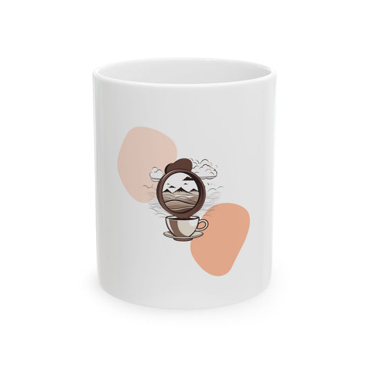 Taza de cerámica acogedora con vista a la montaña (11 oz y 15 oz)