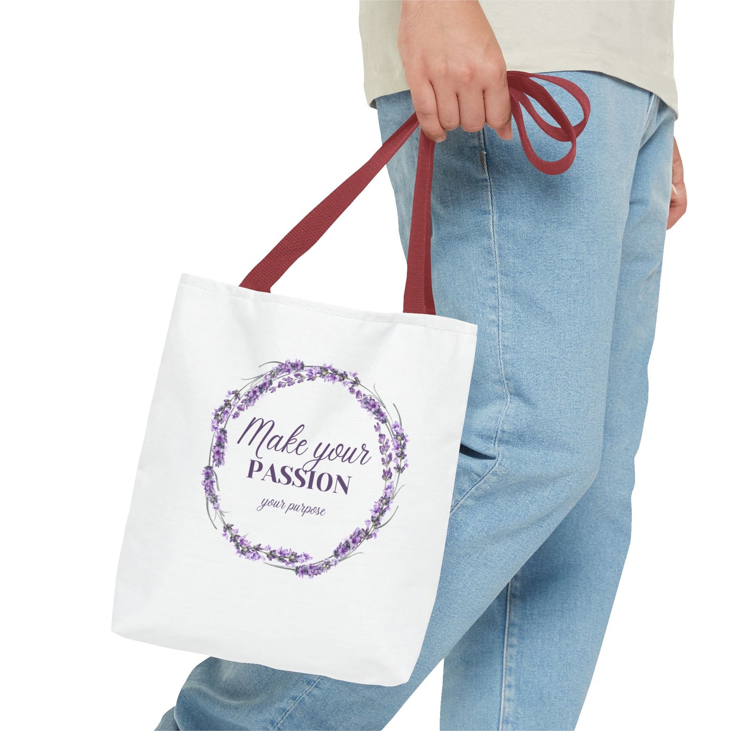 Sac fourre-tout floral motivant - « Faites de votre passion votre objectif »
