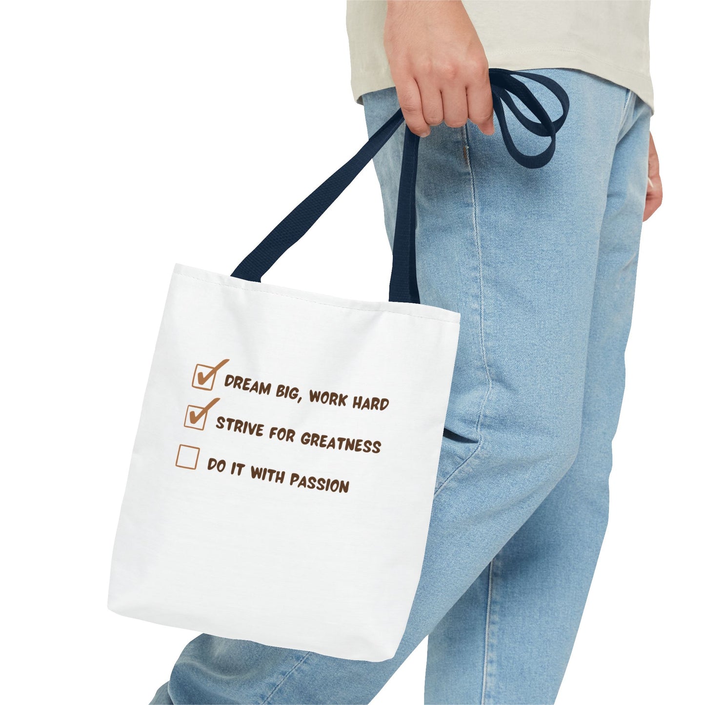 Motivational Tote Bag - Dream Big, Work Hard, Passion | Inspirational Canvas Carryall
