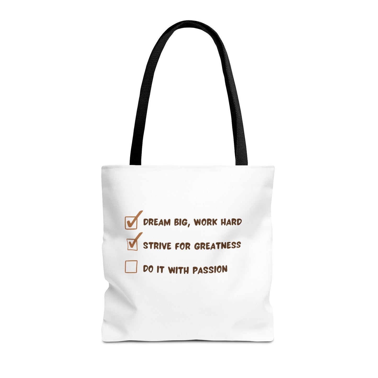 Motivational Tote Bag - Dream Big, Work Hard, Passion | Inspirational Canvas Carryall