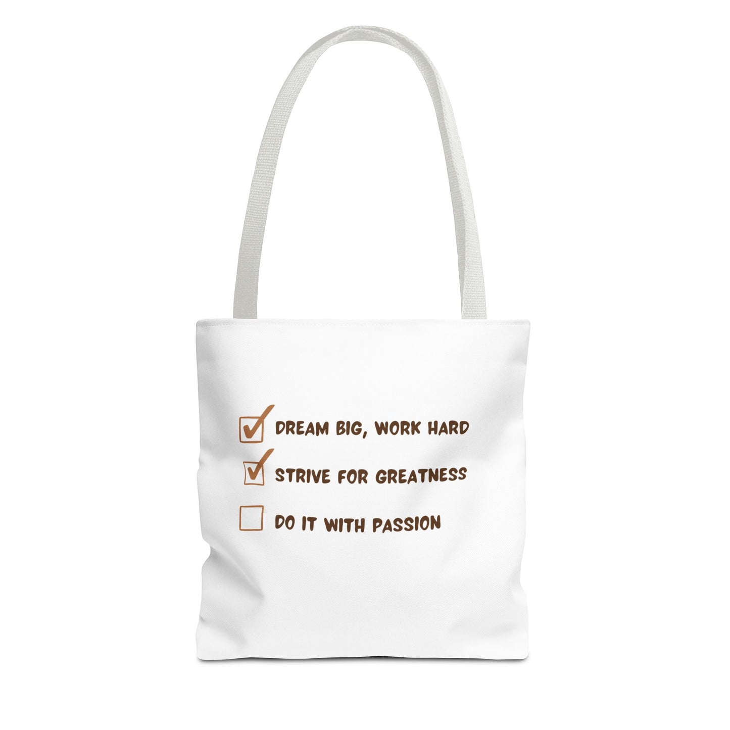 Motivational Tote Bag - Dream Big, Work Hard, Passion | Inspirational Canvas Carryall