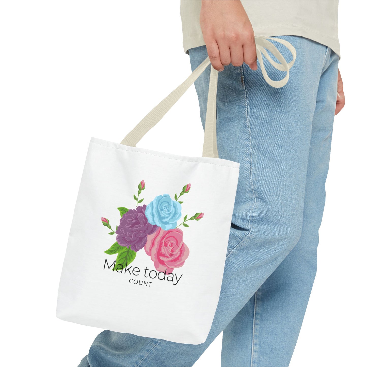 Inspirational Floral Tote Bag - Make Today Count | Stylish and Practical