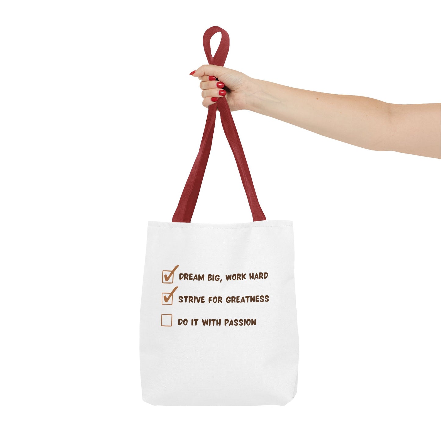 Motivational Tote Bag - Dream Big, Work Hard, Passion | Inspirational Canvas Carryall