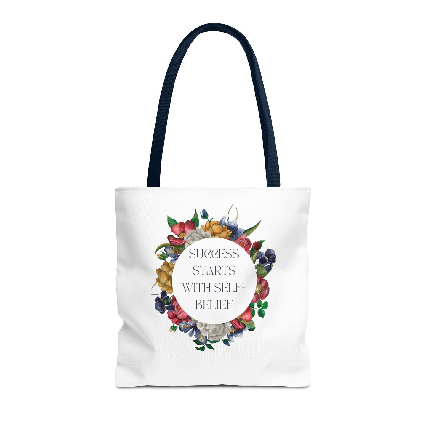 El éxito comienza con la confianza en uno mismo Bolsa de mano con diseño floral
