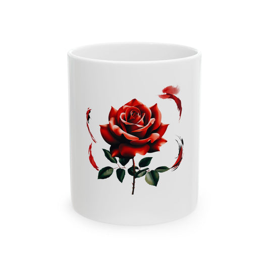 Elegante taza de cerámica con forma de rosa roja: regalo perfecto para amantes de las flores y ocasiones especiales