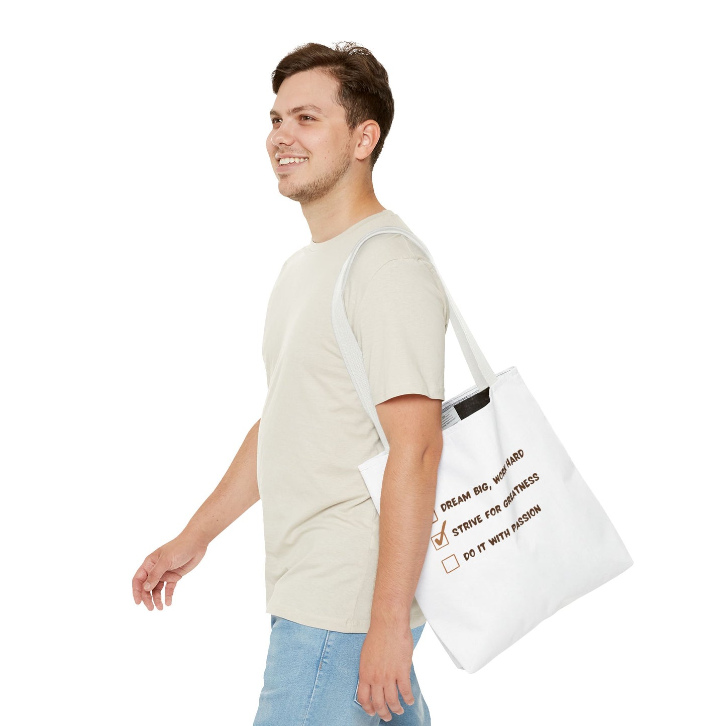 Motivational Tote Bag - Dream Big, Work Hard, Passion | Inspirational Canvas Carryall