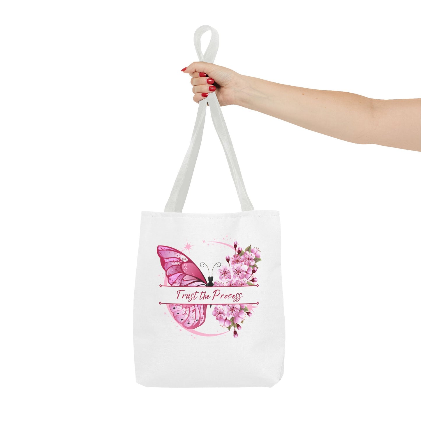 Trust the Process Butterfly Tote Bag | Floral Design for Inspirational Gift