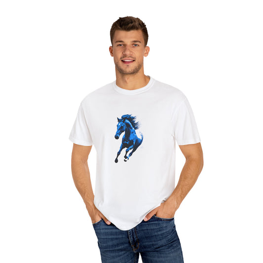 Camiseta Wild Spirit Blue Horse | Camiseta unisex teñida en prenda para amantes de los animales