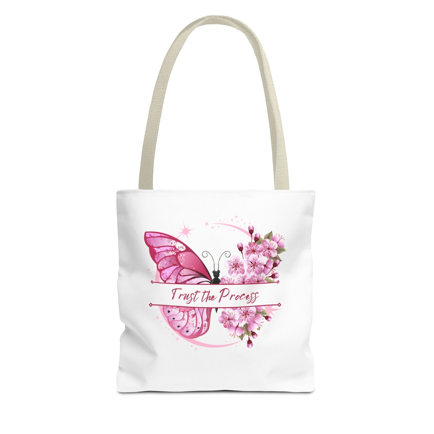 Trust the Process Butterfly Tote Bag | Floral Design for Inspirational Gift