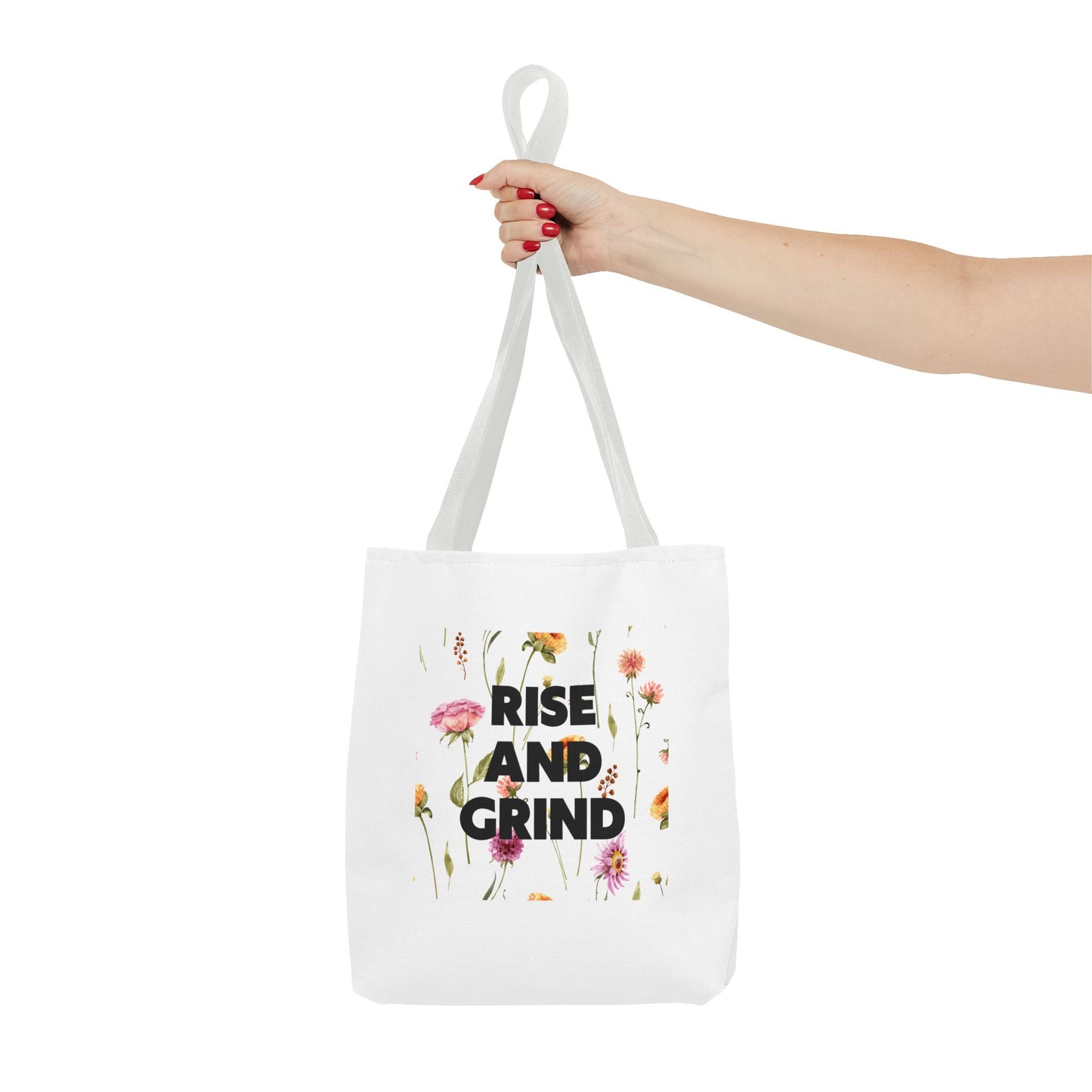 Sac fourre-tout à motif floral – Sac de motivation « Rise and Grind » pour une inspiration quotidienne