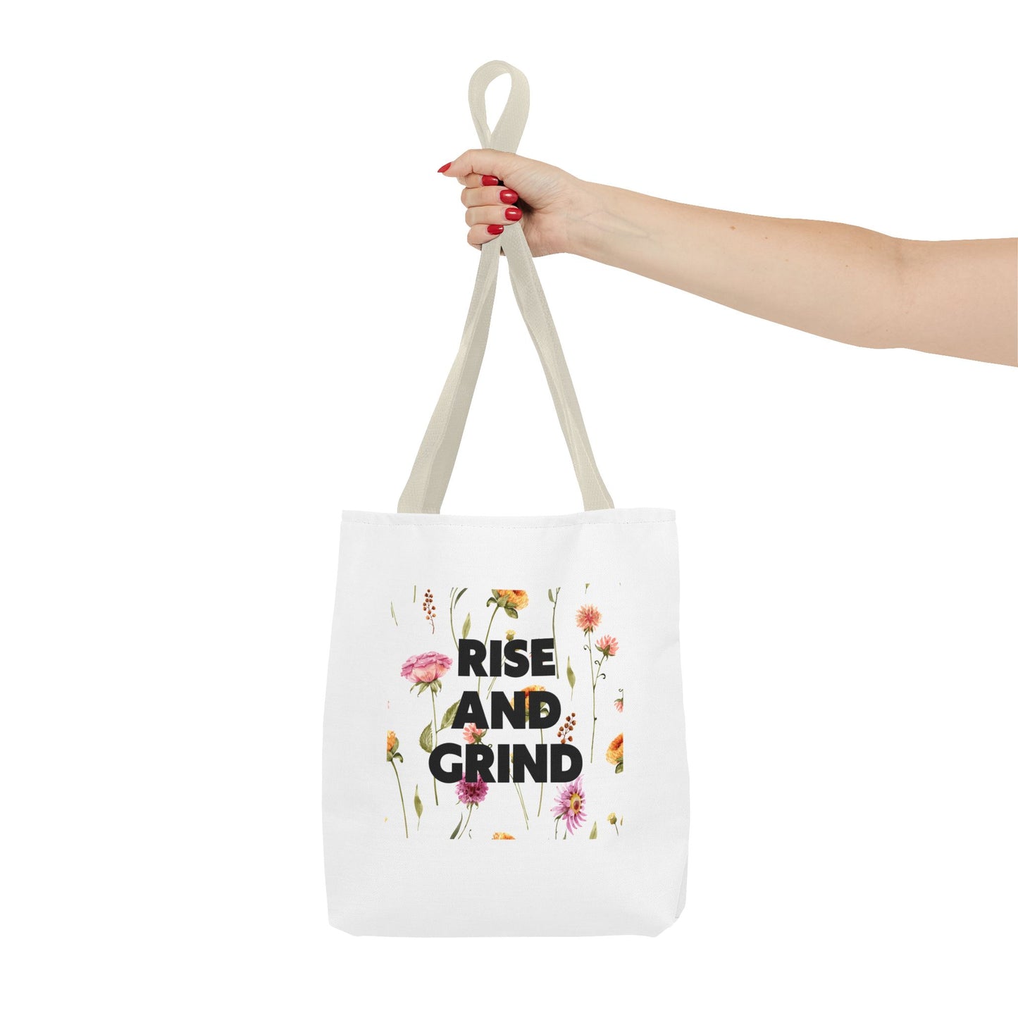 Sac fourre-tout à motif floral – Sac de motivation « Rise and Grind » pour une inspiration quotidienne
