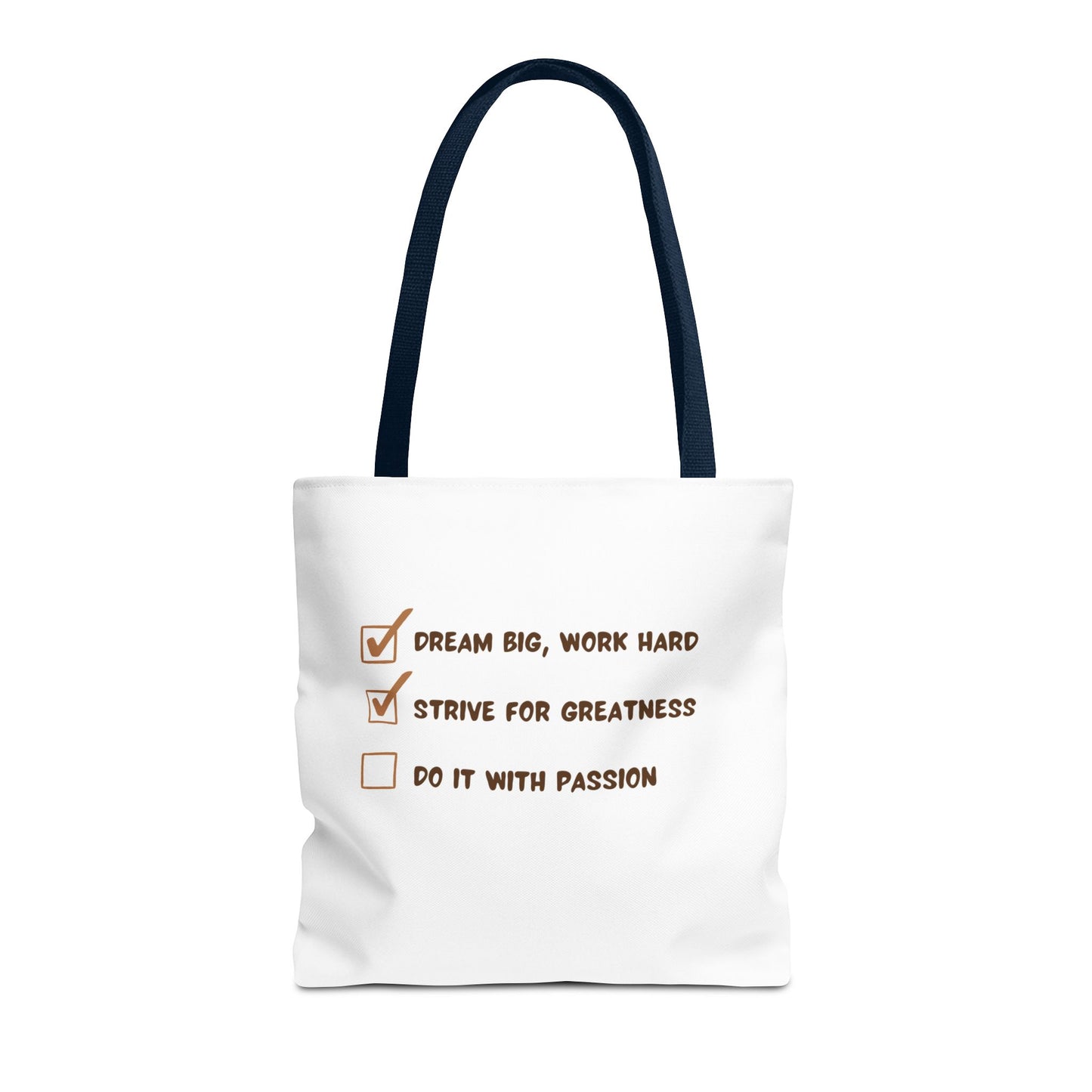 Motivational Tote Bag - Dream Big, Work Hard, Passion | Inspirational Canvas Carryall