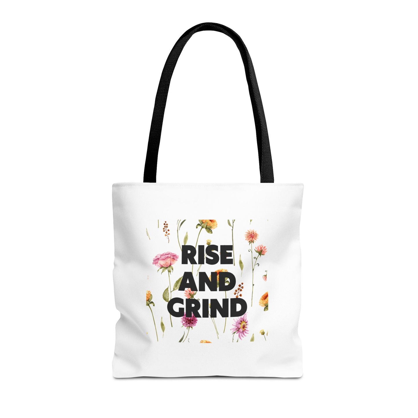 Sac fourre-tout à motif floral – Sac de motivation « Rise and Grind » pour une inspiration quotidienne