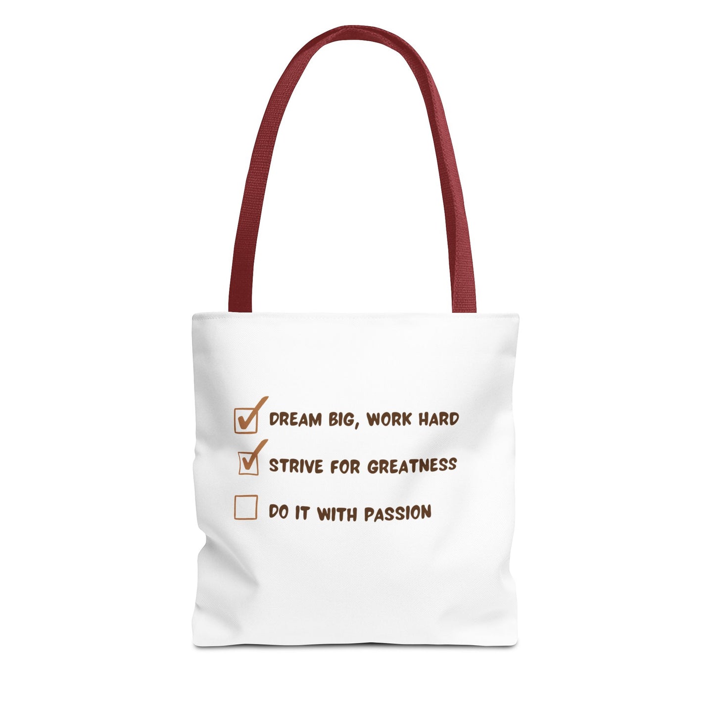 Motivational Tote Bag - Dream Big, Work Hard, Passion | Inspirational Canvas Carryall